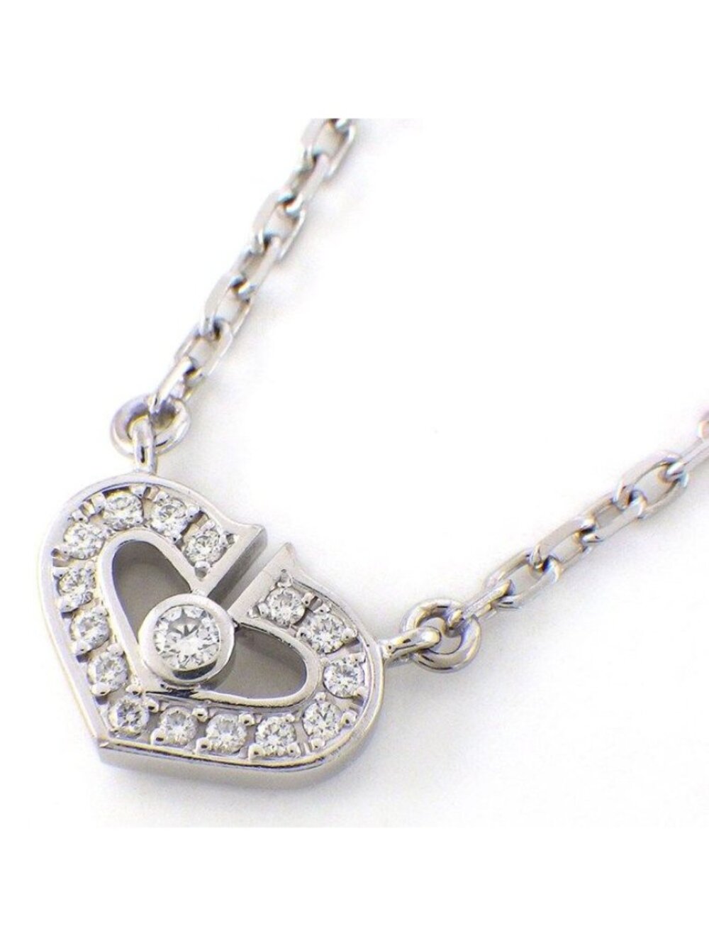 Cartier Necklace C Heart Full Diamond 18k White Gold